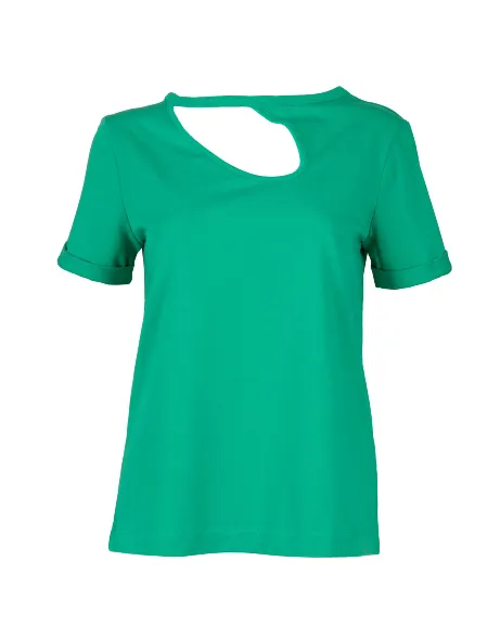"The Stefanie"- Boyfriend Cut Out Detail T-shirt (Green)