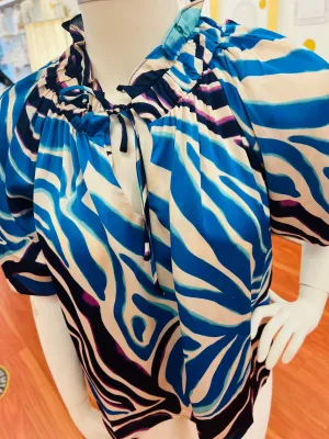 "Wild & Beautiful" Ballon Sleeve Top - Turquoise