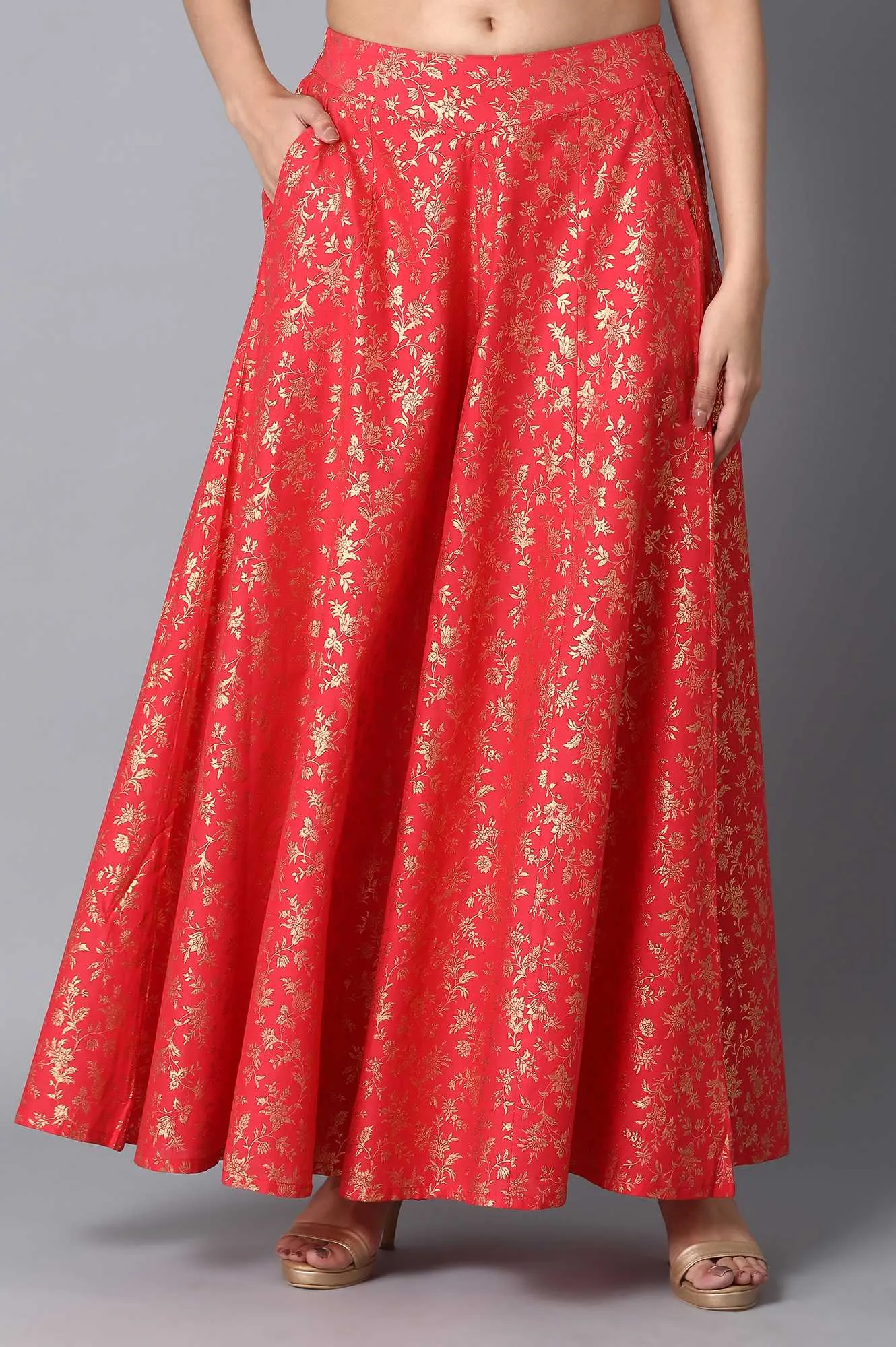 Red Loose Fit Palazzo