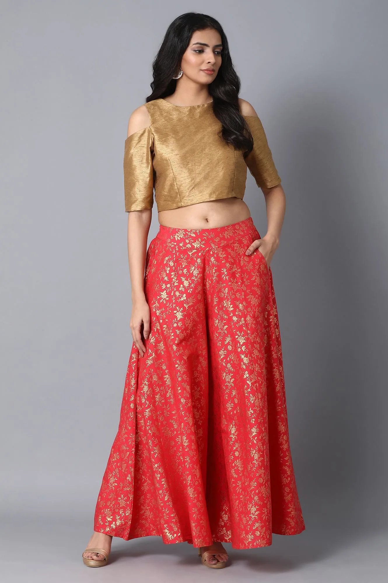 Red Loose Fit Palazzo