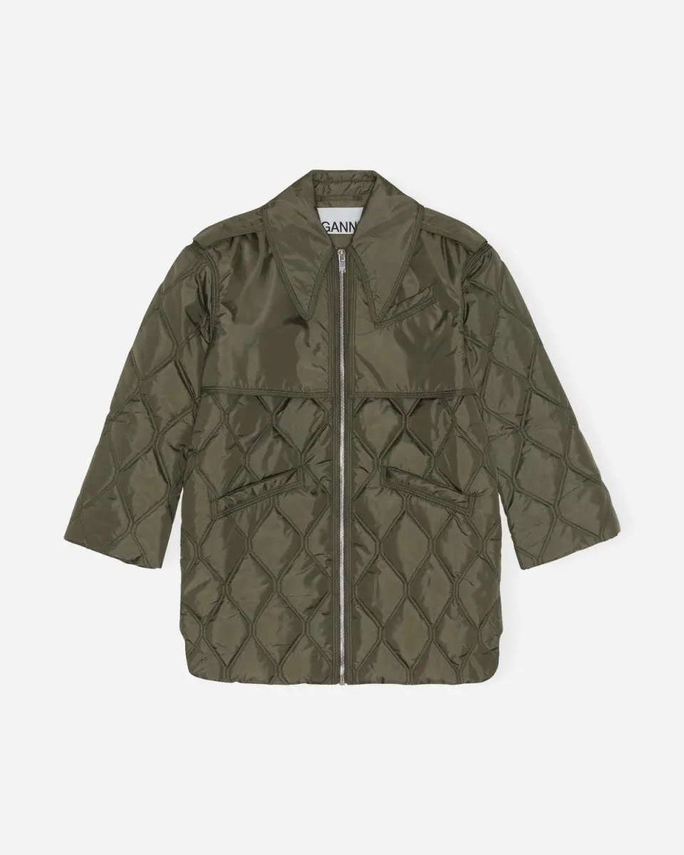 Ripstop Quilt Midi Jacket - Kalamata