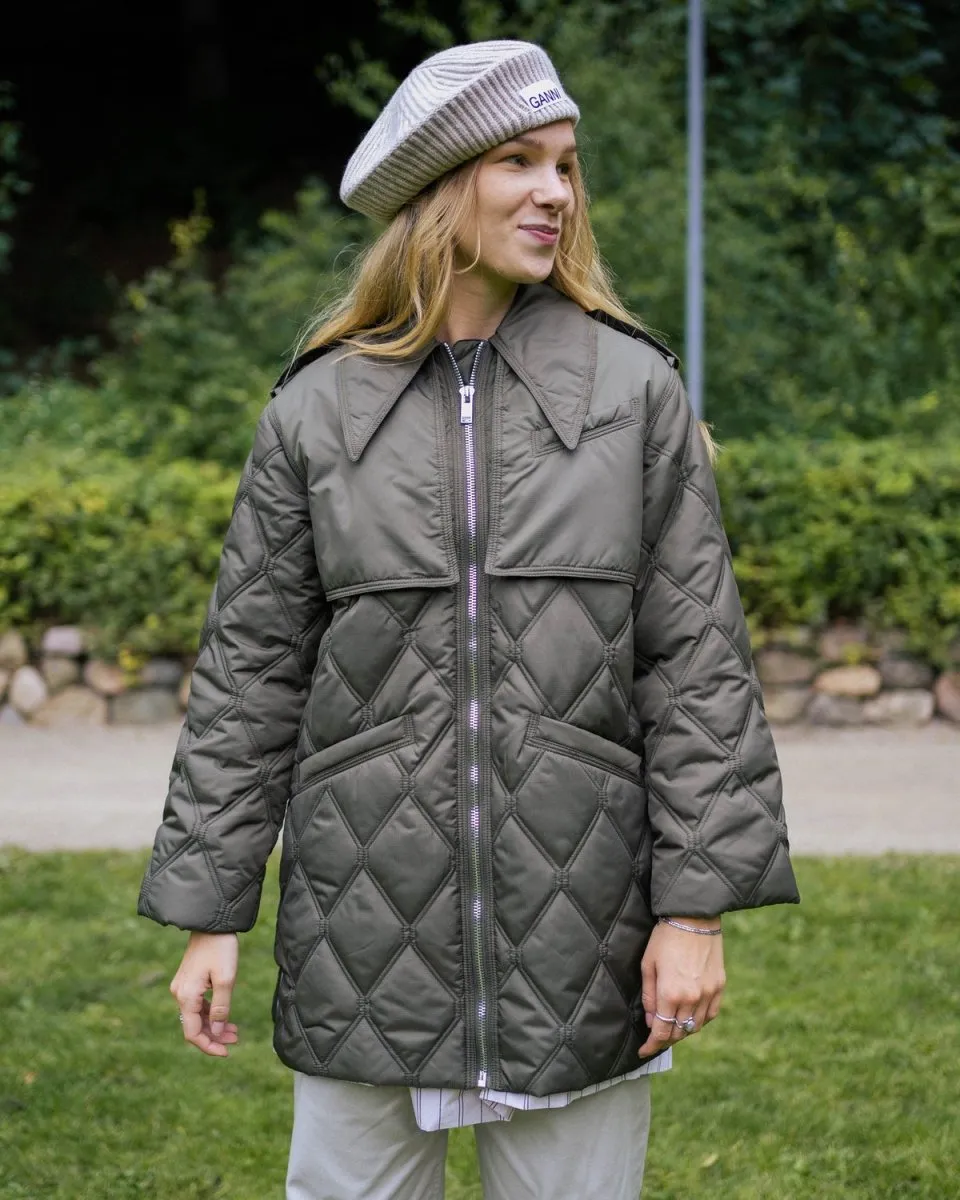Ripstop Quilt Midi Jacket - Kalamata