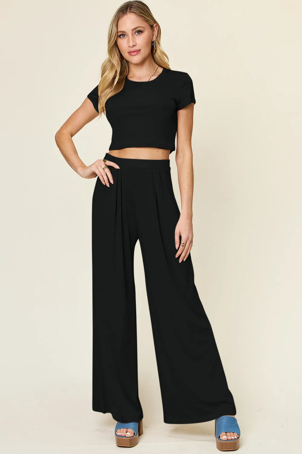 Round Neck Top and Pants Set