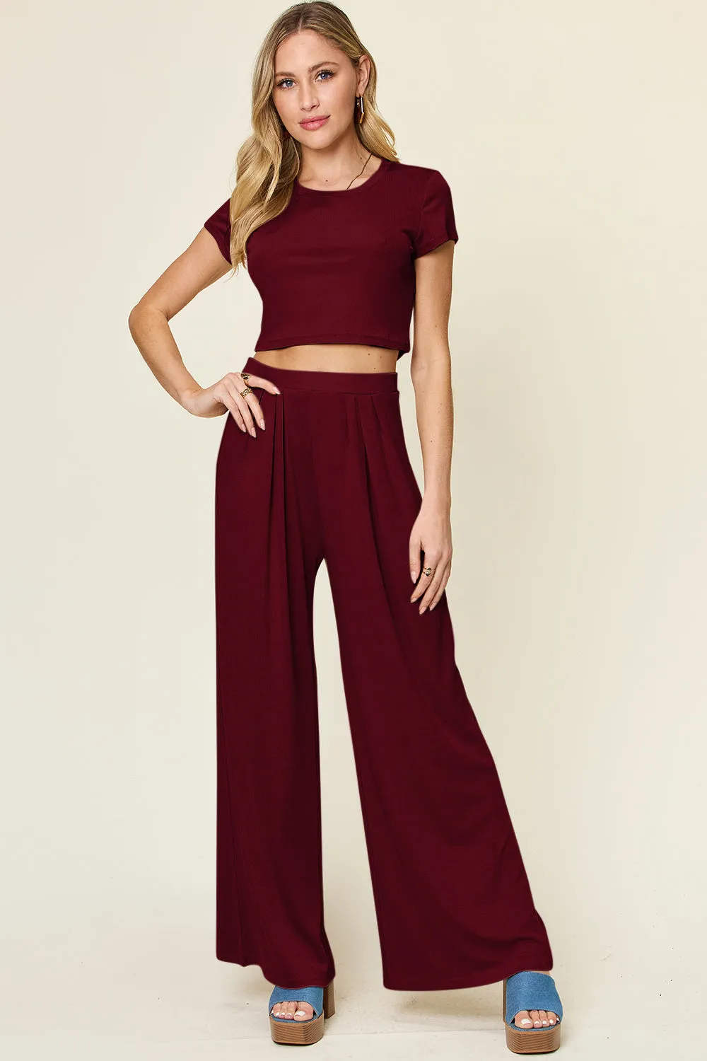 Round Neck Top and Pants Set