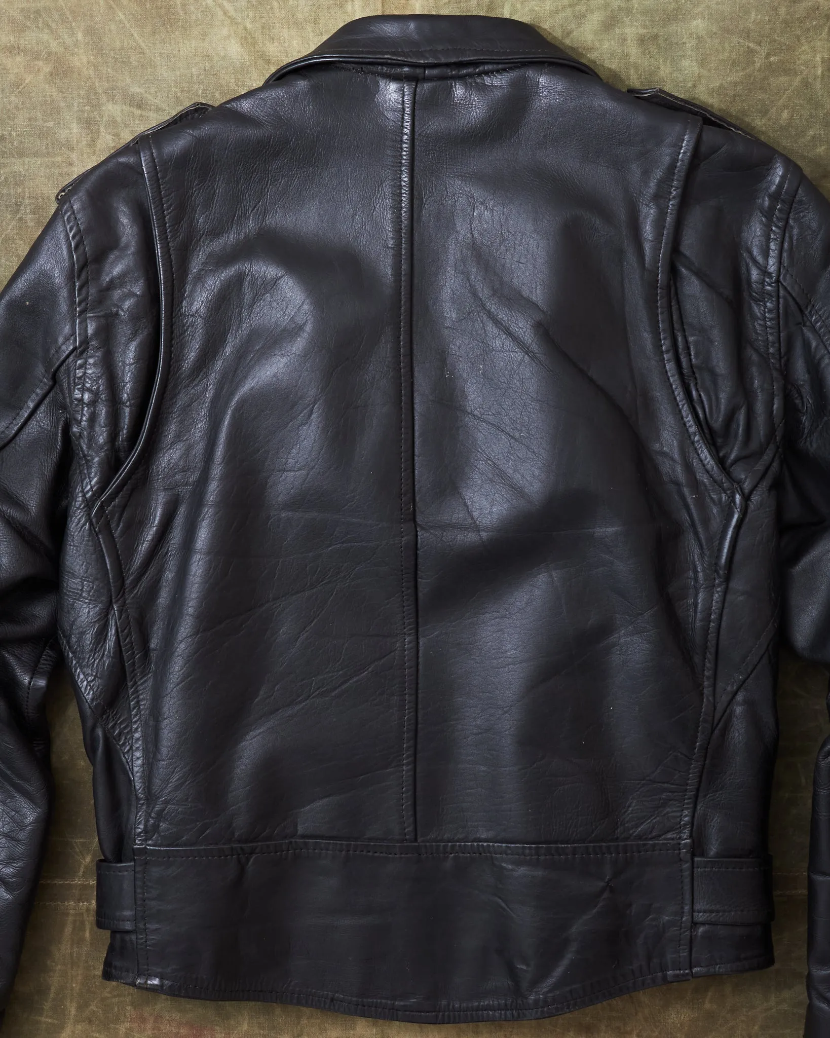 Second Hand Black Leather Biker Jacket Size 40