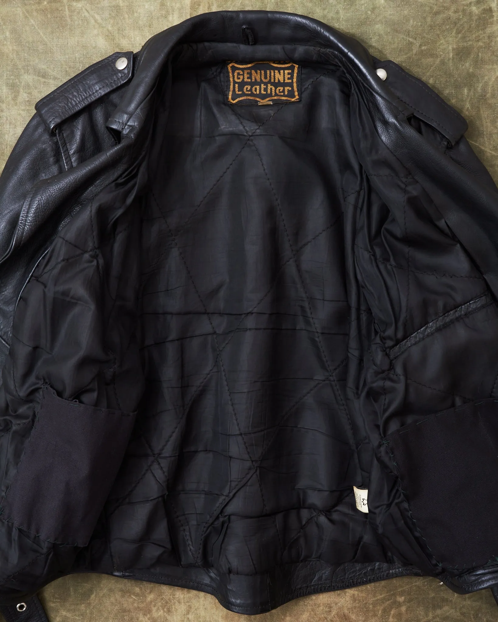Second Hand Black Leather Biker Jacket Size 40