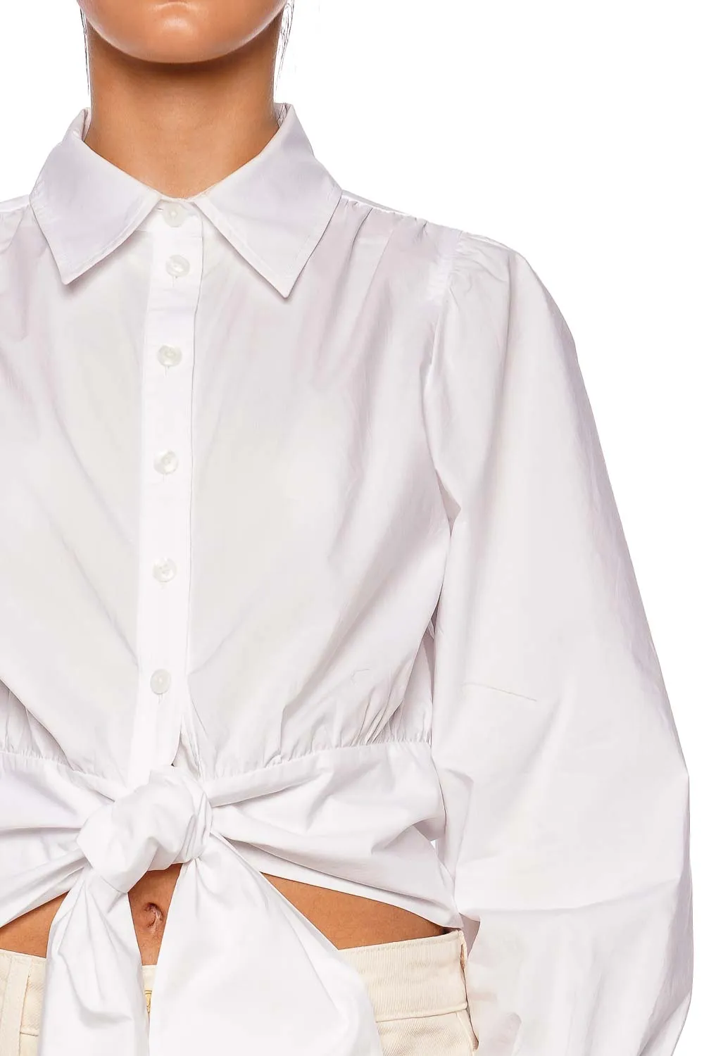 Sia White Tie Button Down Shirt