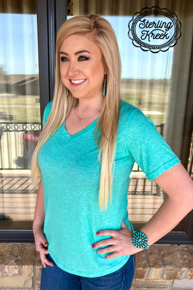 SIMPLE STERLING V-NECK TURQ
