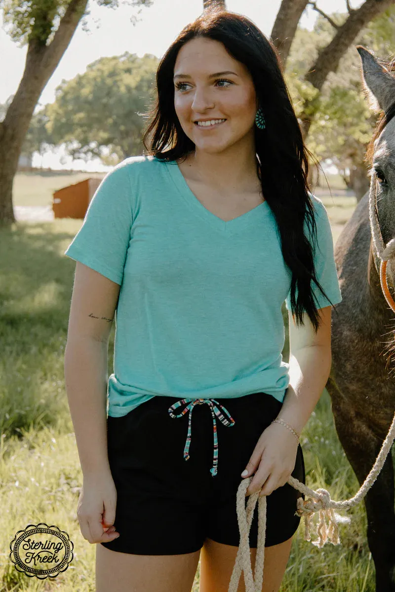 SIMPLE STERLING V-NECK TURQ