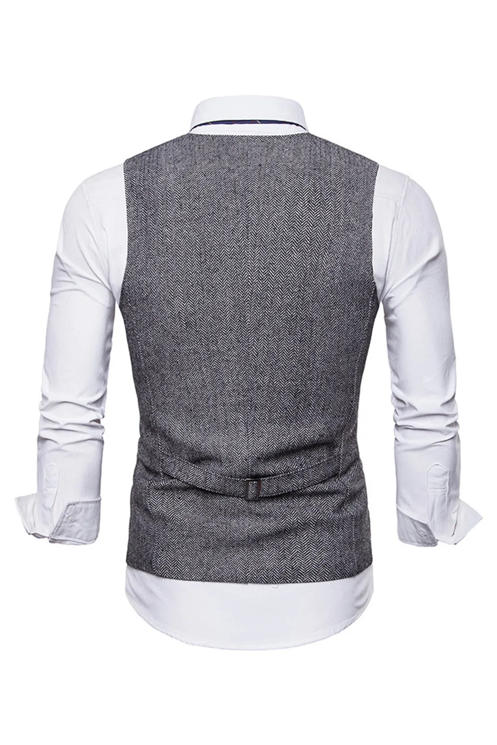 Single Breasted V-Neck Black Men's Suit Vests