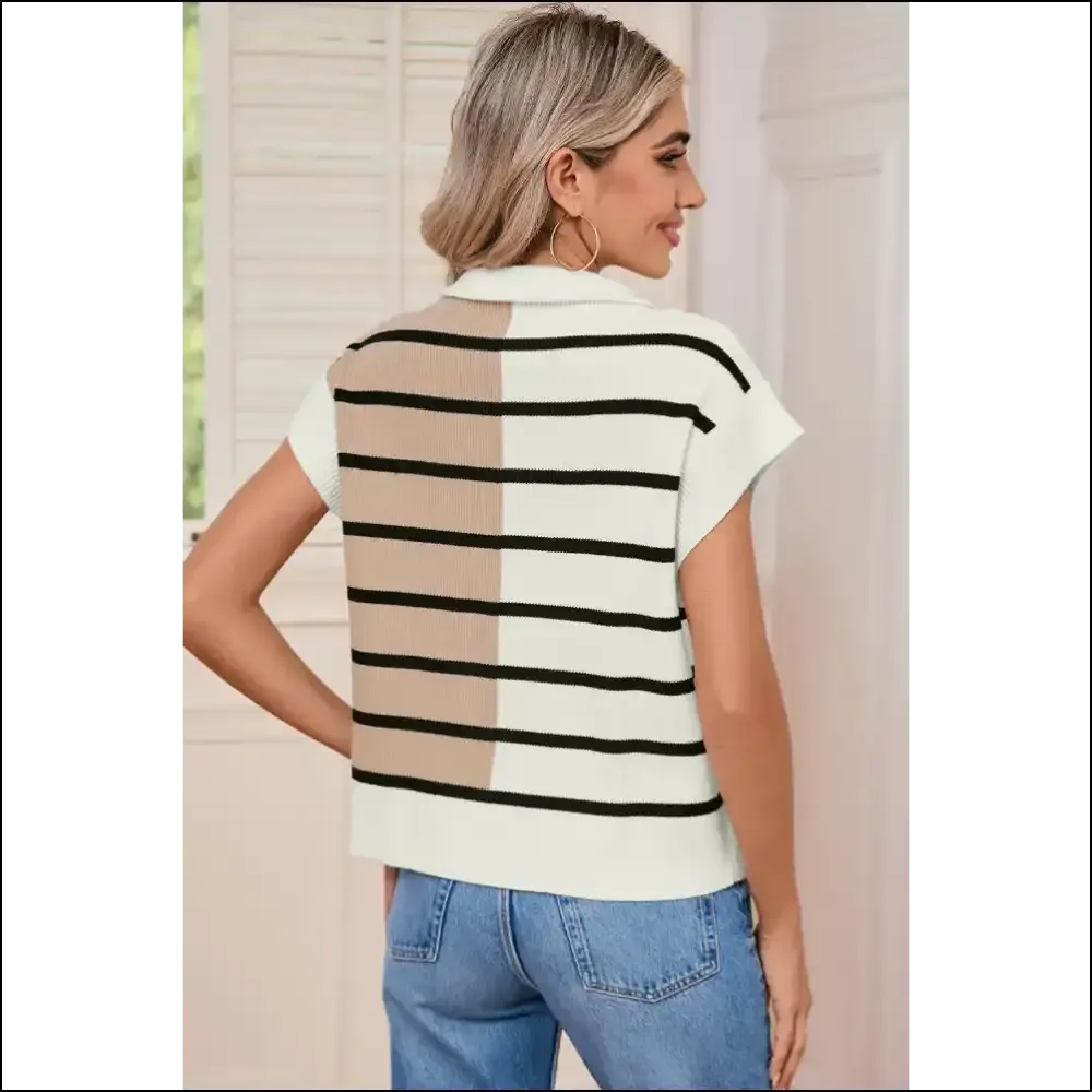 Sky Blue Stripe Quarter Zip Knit Vest: Hugs not Drugs (needful Things) 💙