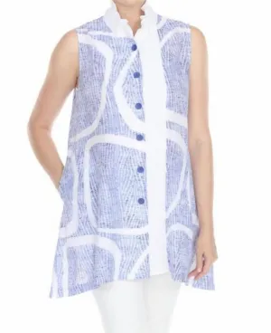 Sleeveless Wire Collar Vest In Royal Blue