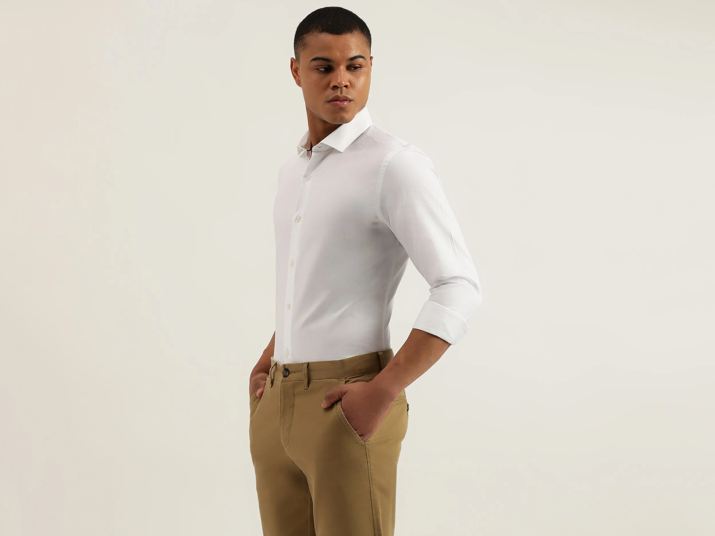 Slim Fit Cut Away Striped Shirts