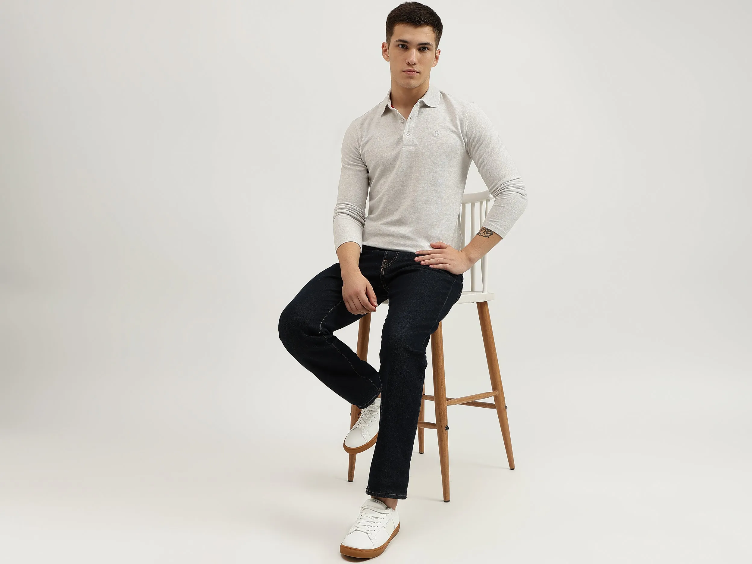 Slim Fit Polo Neck Solid T-Shirt