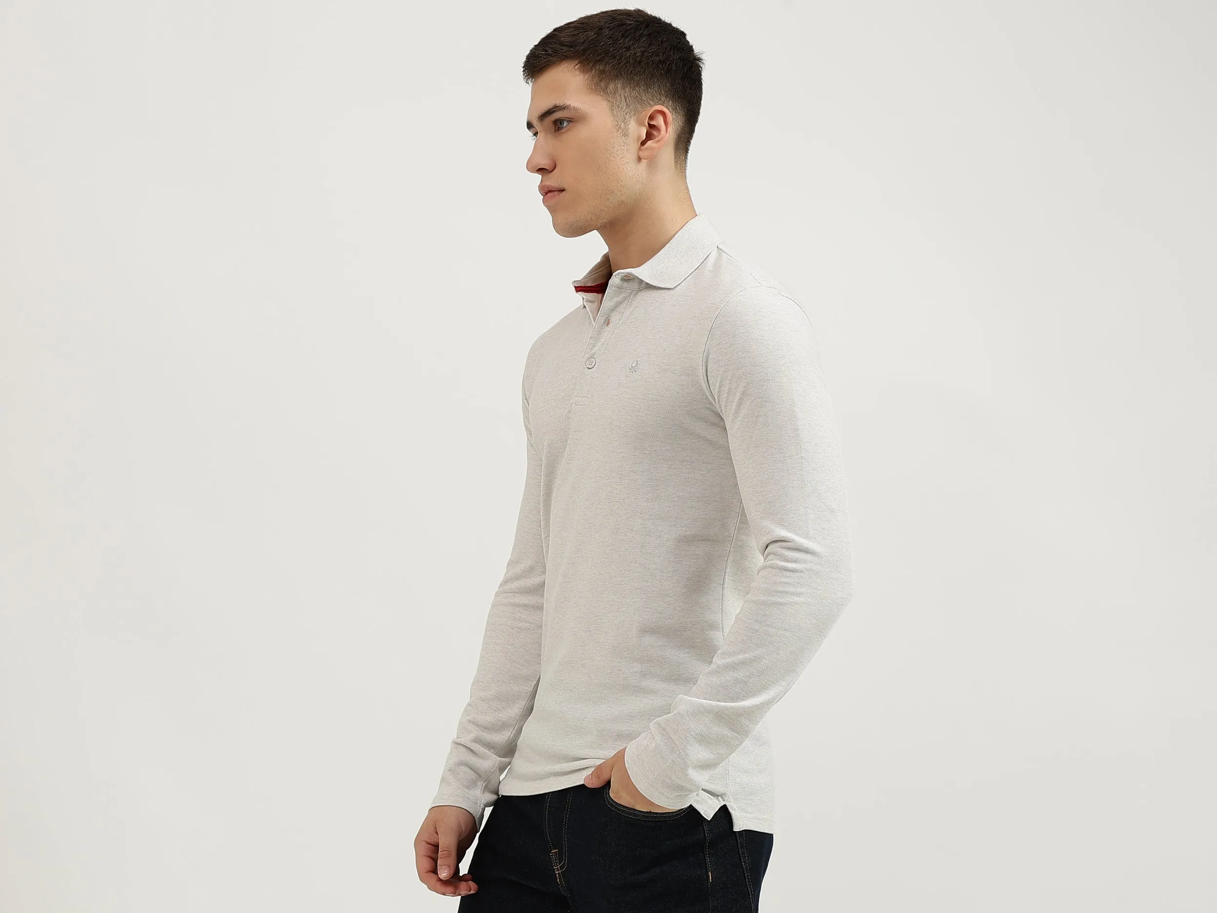 Slim Fit Polo Neck Solid T-Shirt