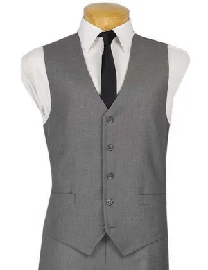 Slim Fit Single Breasted 5 Button Vest (Gray) OV-900
