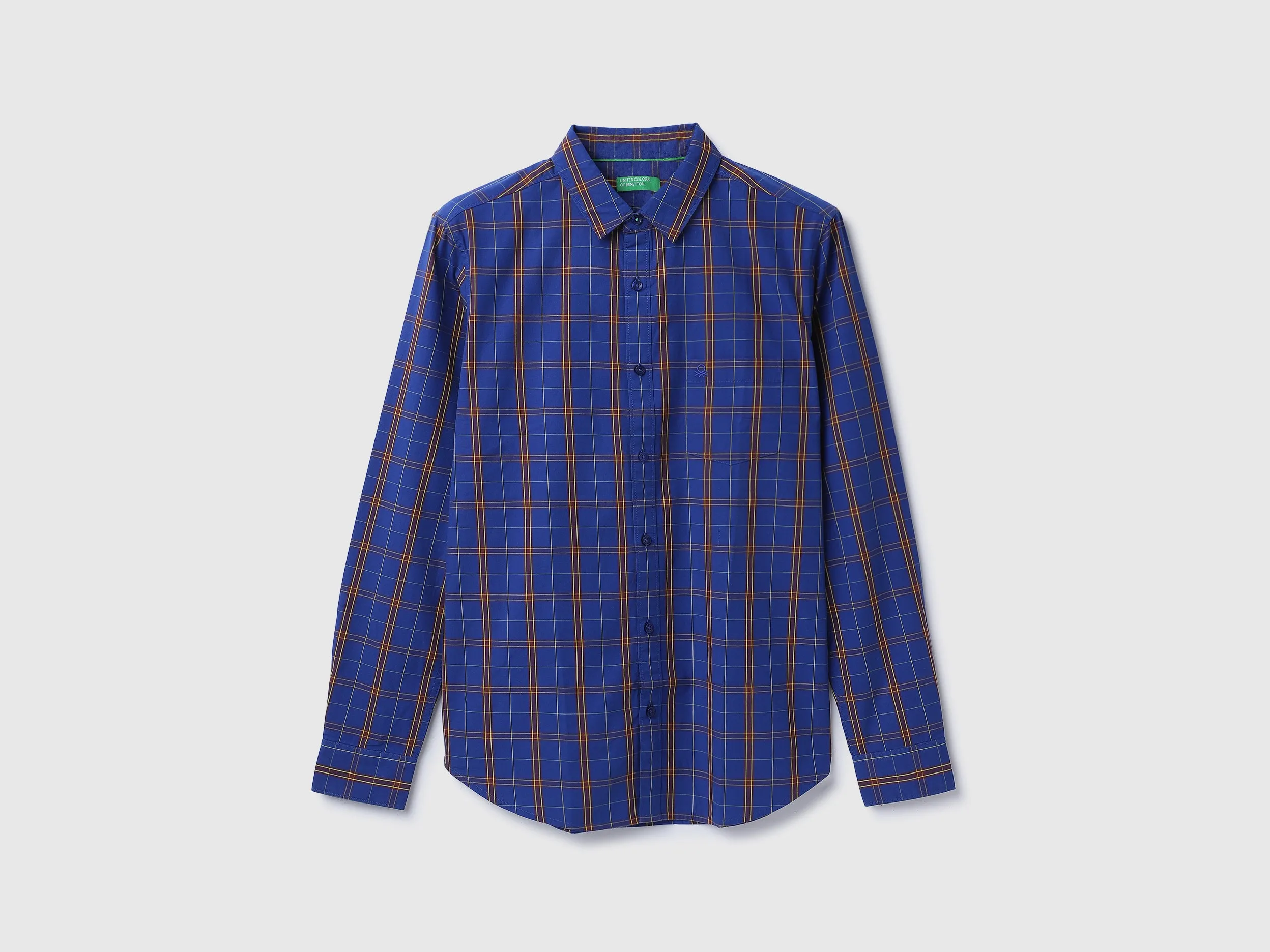 Slim Fit Spread Collar Checkered Shirt