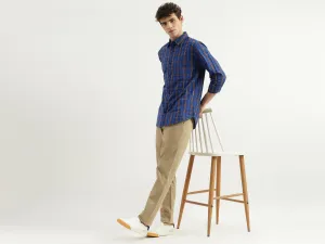 Slim Fit Spread Collar Checkered Shirt