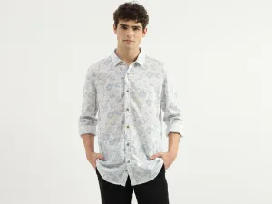 Slim Fit Spread Collar Floral Print Shirt