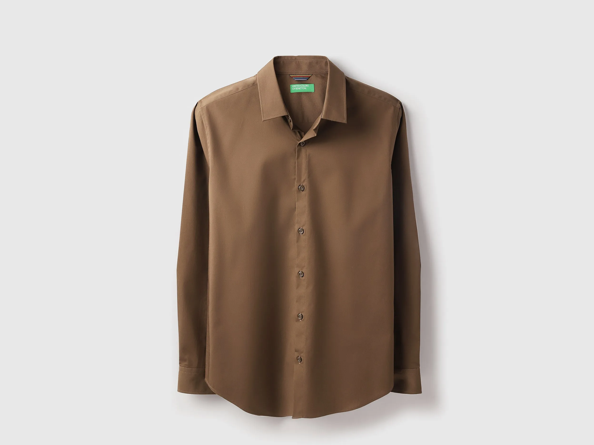Slim Fit Spread Collar Solid Shirt