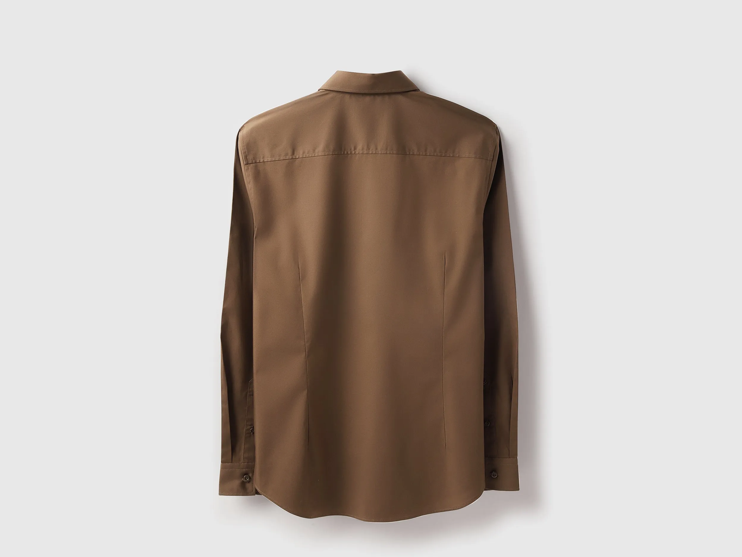 Slim Fit Spread Collar Solid Shirt