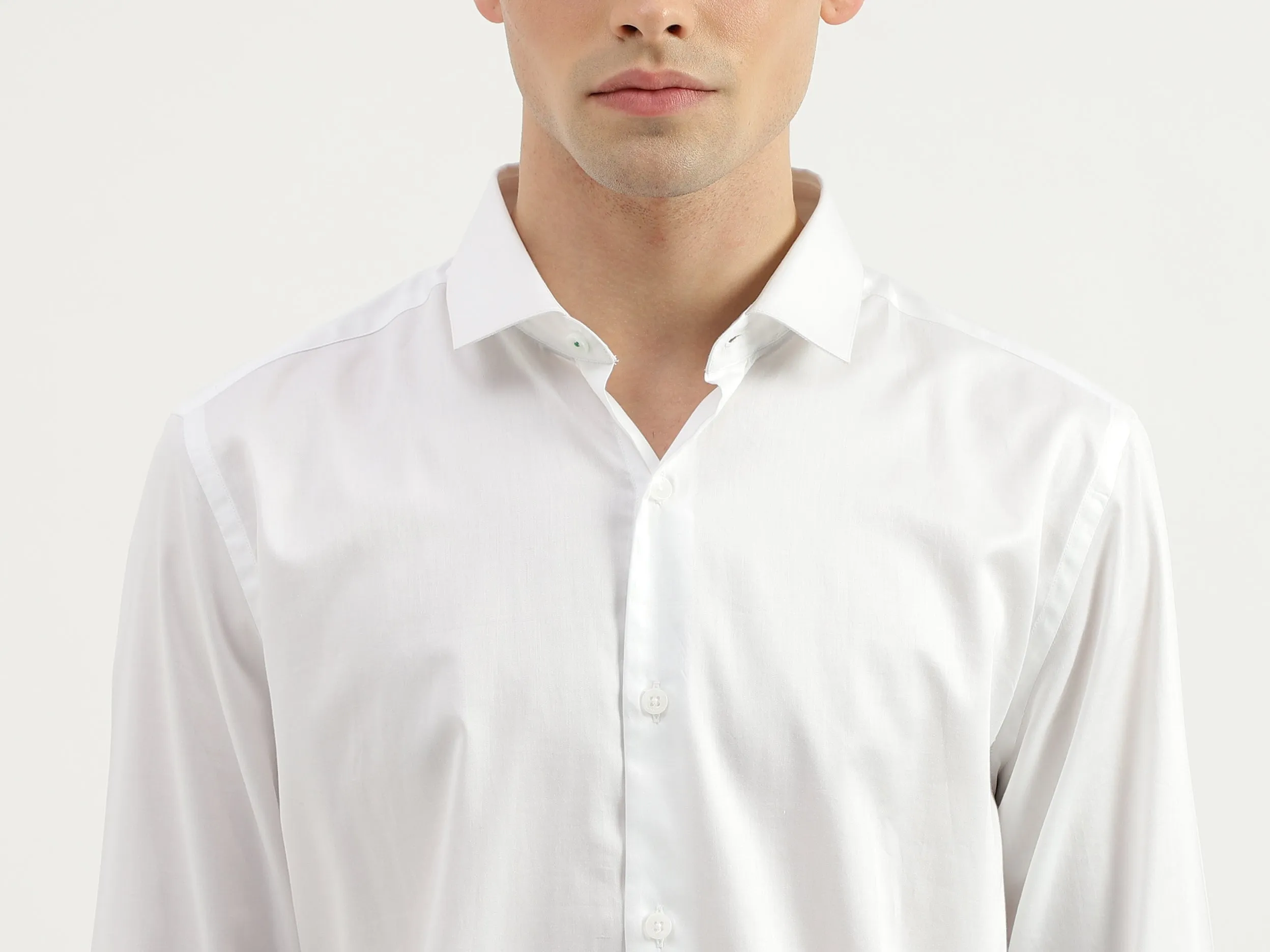 Slim Fit Spread Collar Solid Shirt