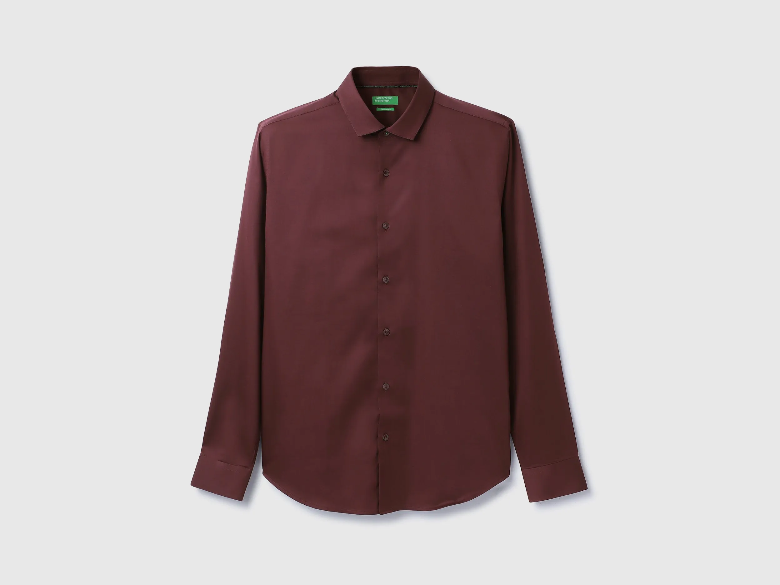 Slim Fit Spread Collar Solid Shirt
