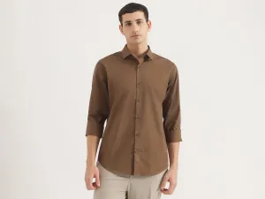 Slim Fit Spread Collar Solid Shirt