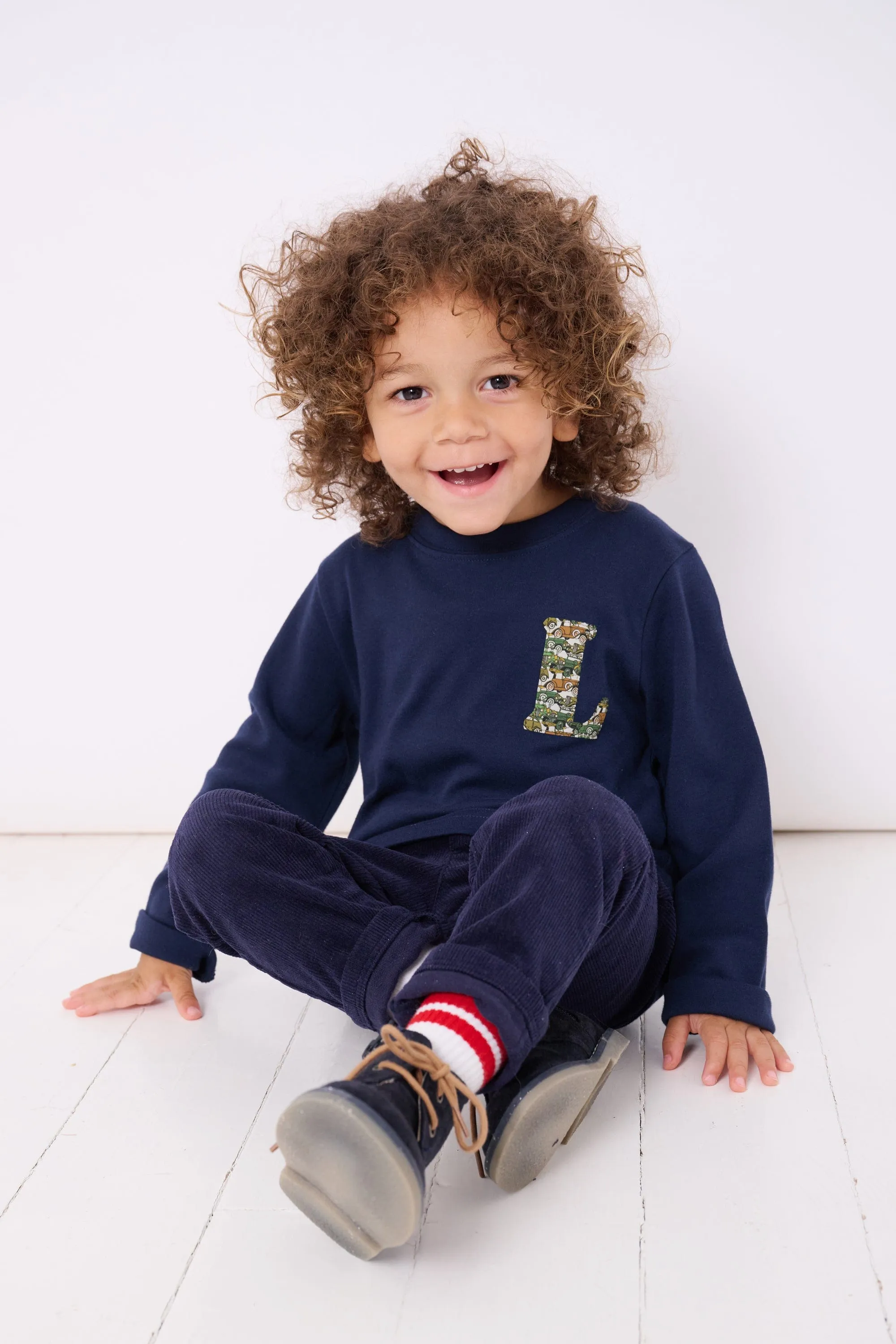 Small Letter & Large Number Navy T-Shirt