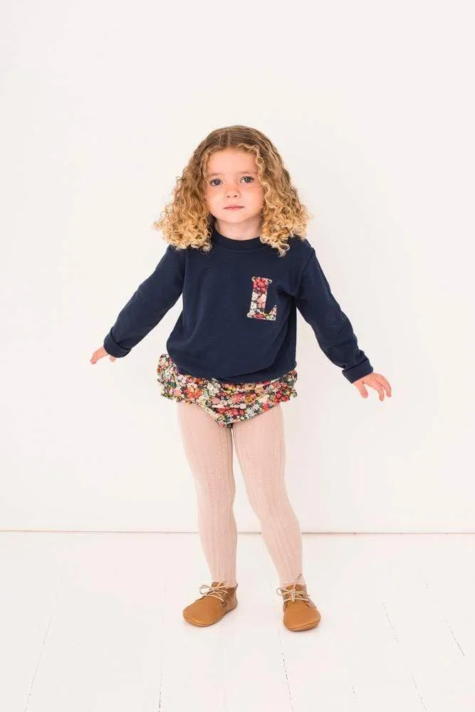 Small Letter & Large Number Navy T-Shirt