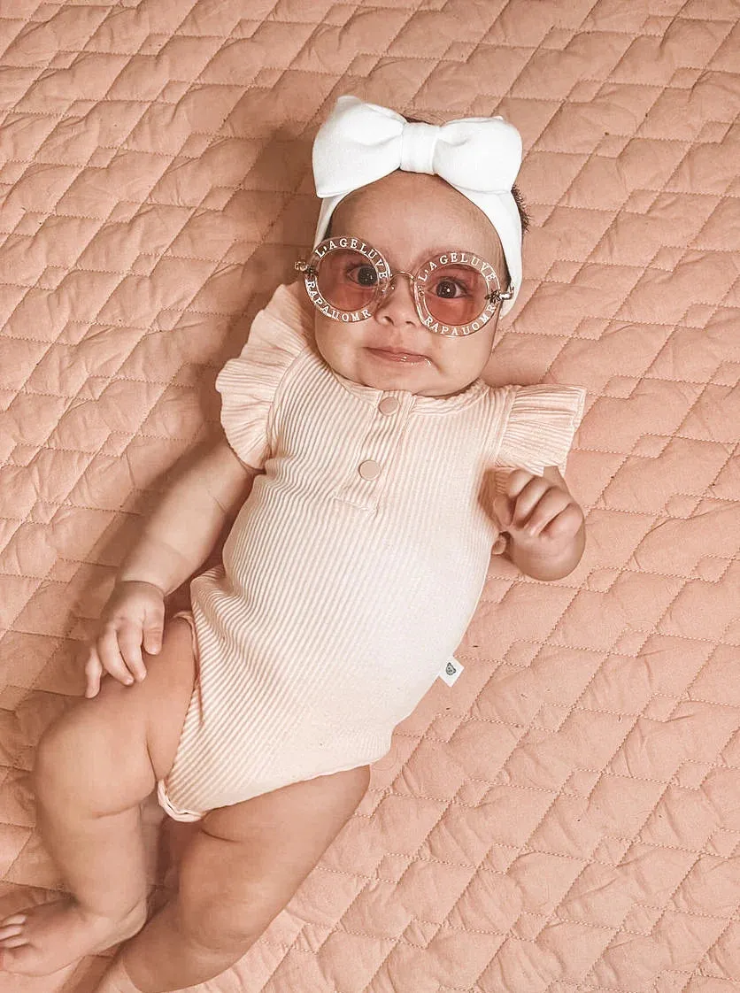 Snooky Bear - Frilly Short Sleeve Bodysuit | Peach
