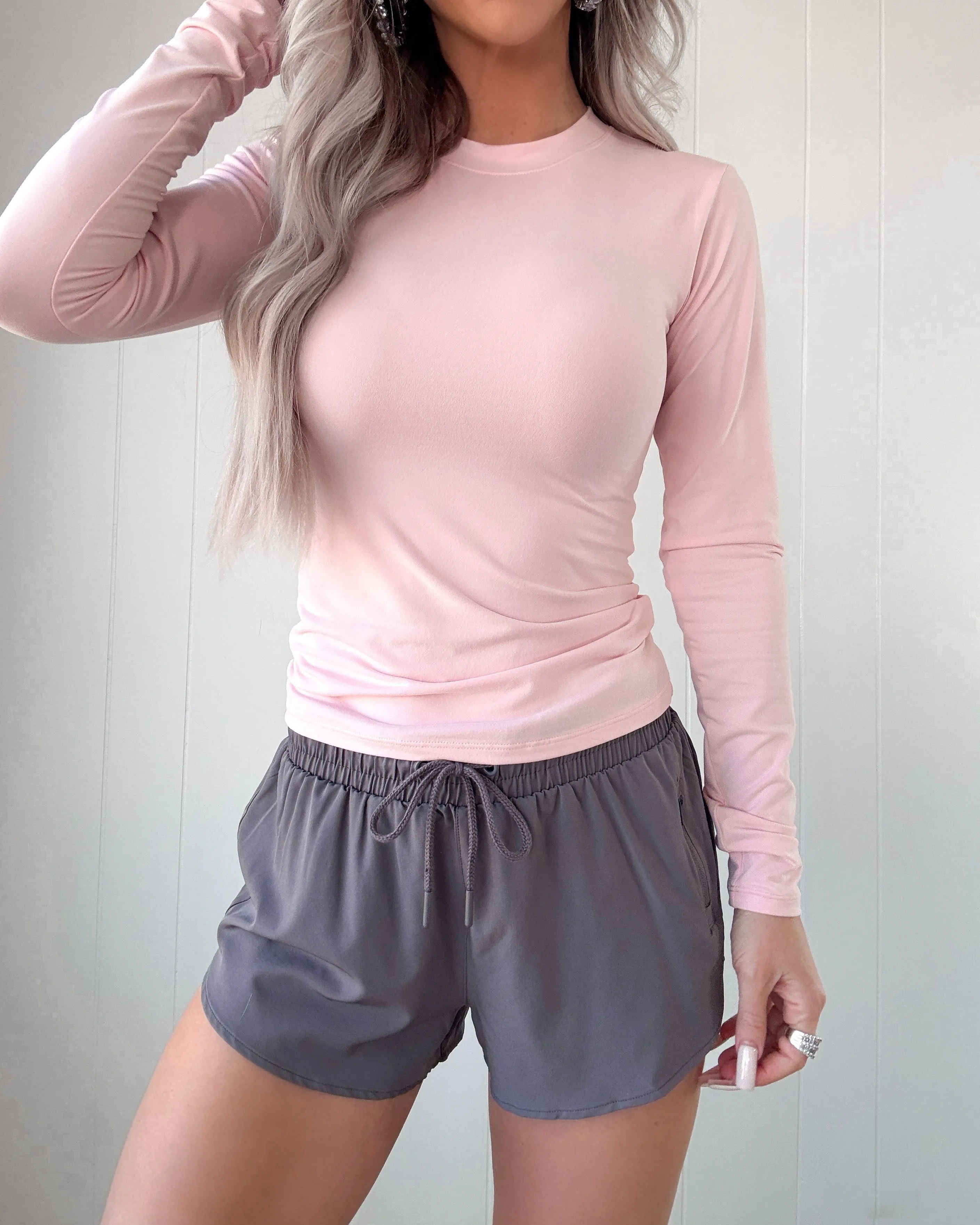 Soft Knit Jersey Long Sleeve Tee - Pink