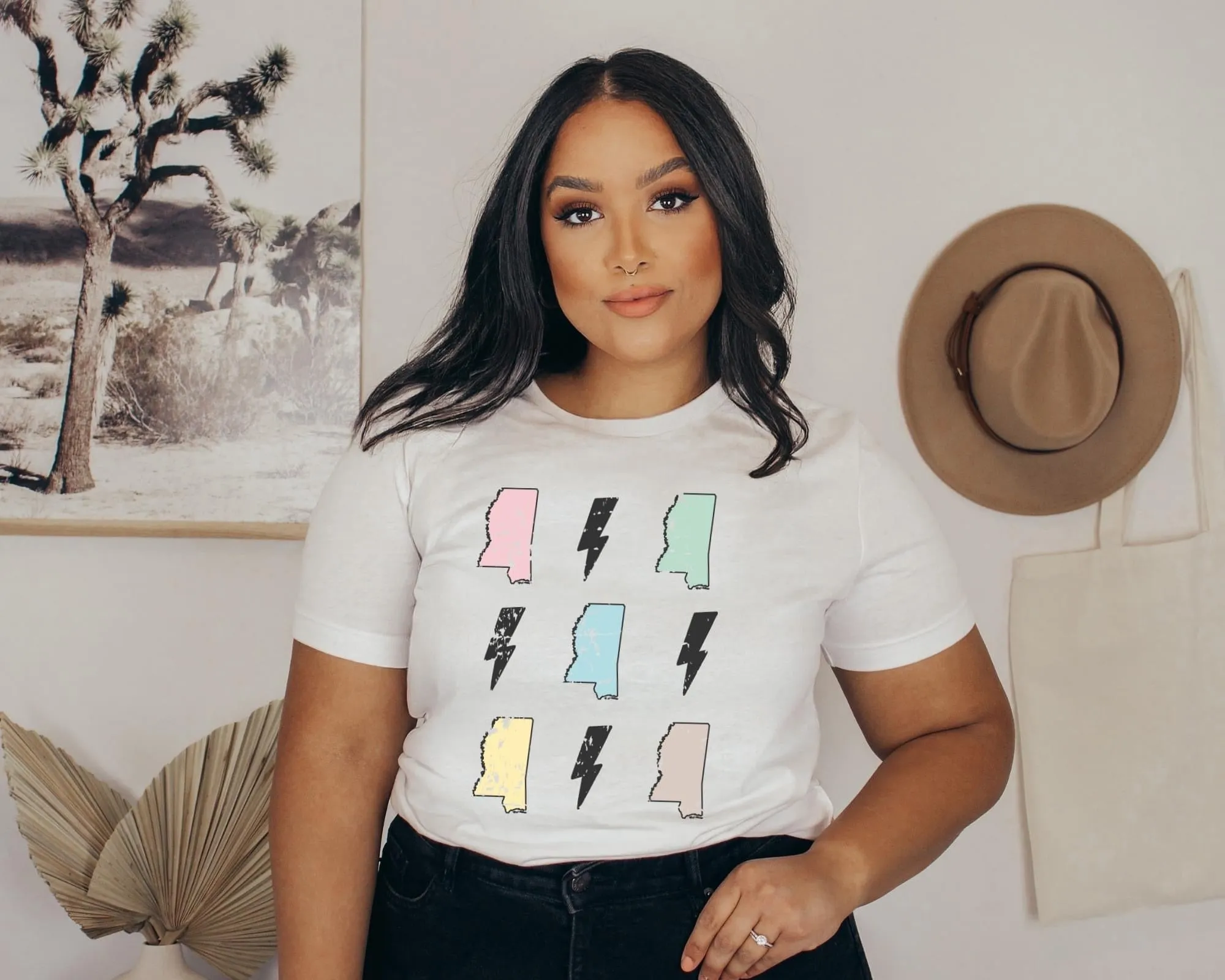 Soft Style Lightning Custom Any State Tee/ Quality Retro Tee / Mississippi - or Any State Tee