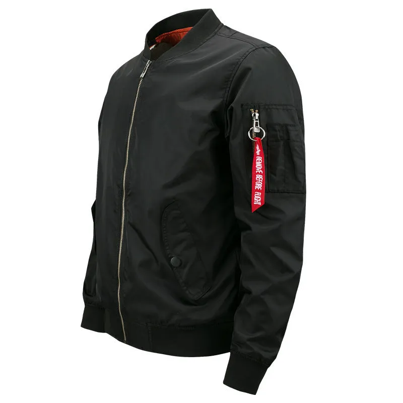 Solid Color Stand Collar Slim Men's Flight Jacket