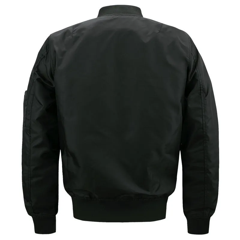 Solid Color Stand Collar Slim Men's Flight Jacket