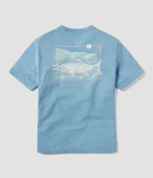 Southern Shirt Linocut Trout SS Tee - Deep Blue