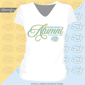 SOUTHERN UNIV. | Super FANCY ALUMNI White V -neckLadies Tees -Z-