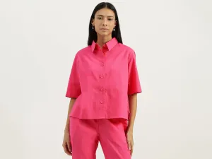 Spread Collar Solid Shirts
