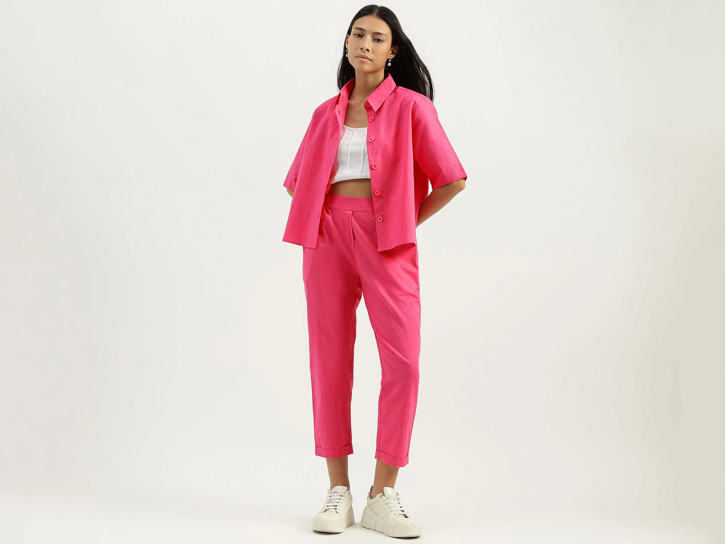 Spread Collar Solid Shirts