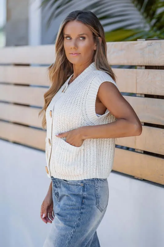 Spring Breeze Gold Button Vest