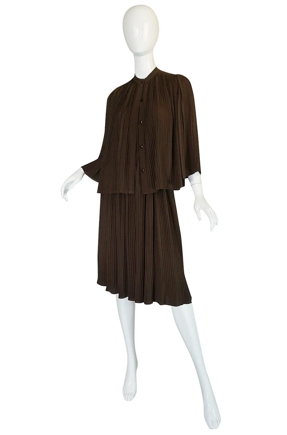 S/S 1976 Christian Dior Haute Couture Pleated Silk Dress Set