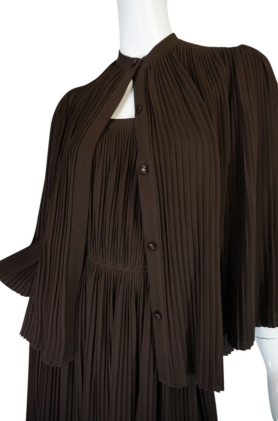 S/S 1976 Christian Dior Haute Couture Pleated Silk Dress Set