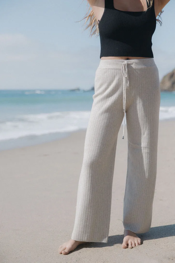 Staycation Ribbed Pants in Oatmeal