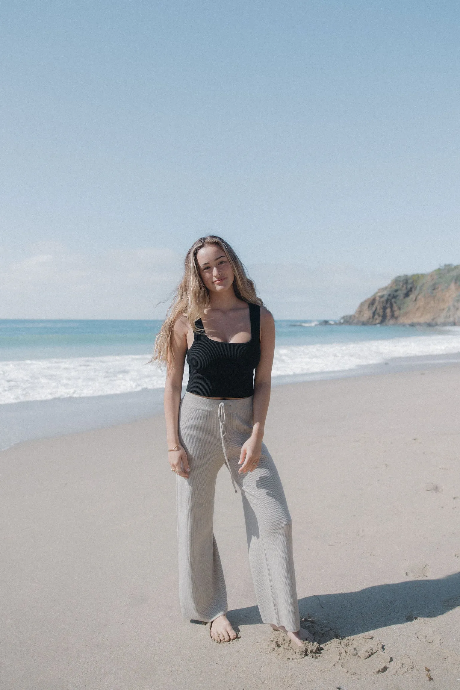 Staycation Ribbed Pants in Oatmeal