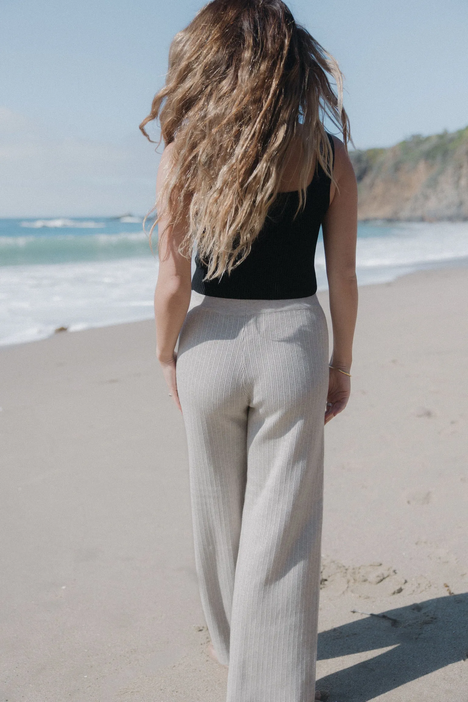 Staycation Ribbed Pants in Oatmeal