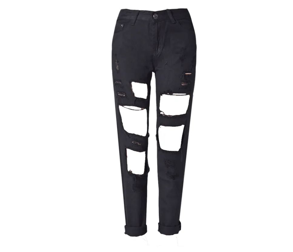 Straight Big Hole Jeans Loose Pants