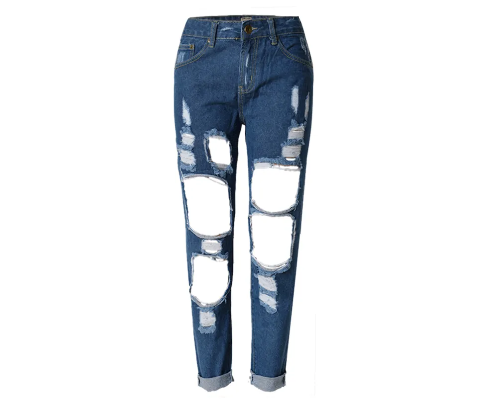 Straight Big Hole Jeans Loose Pants