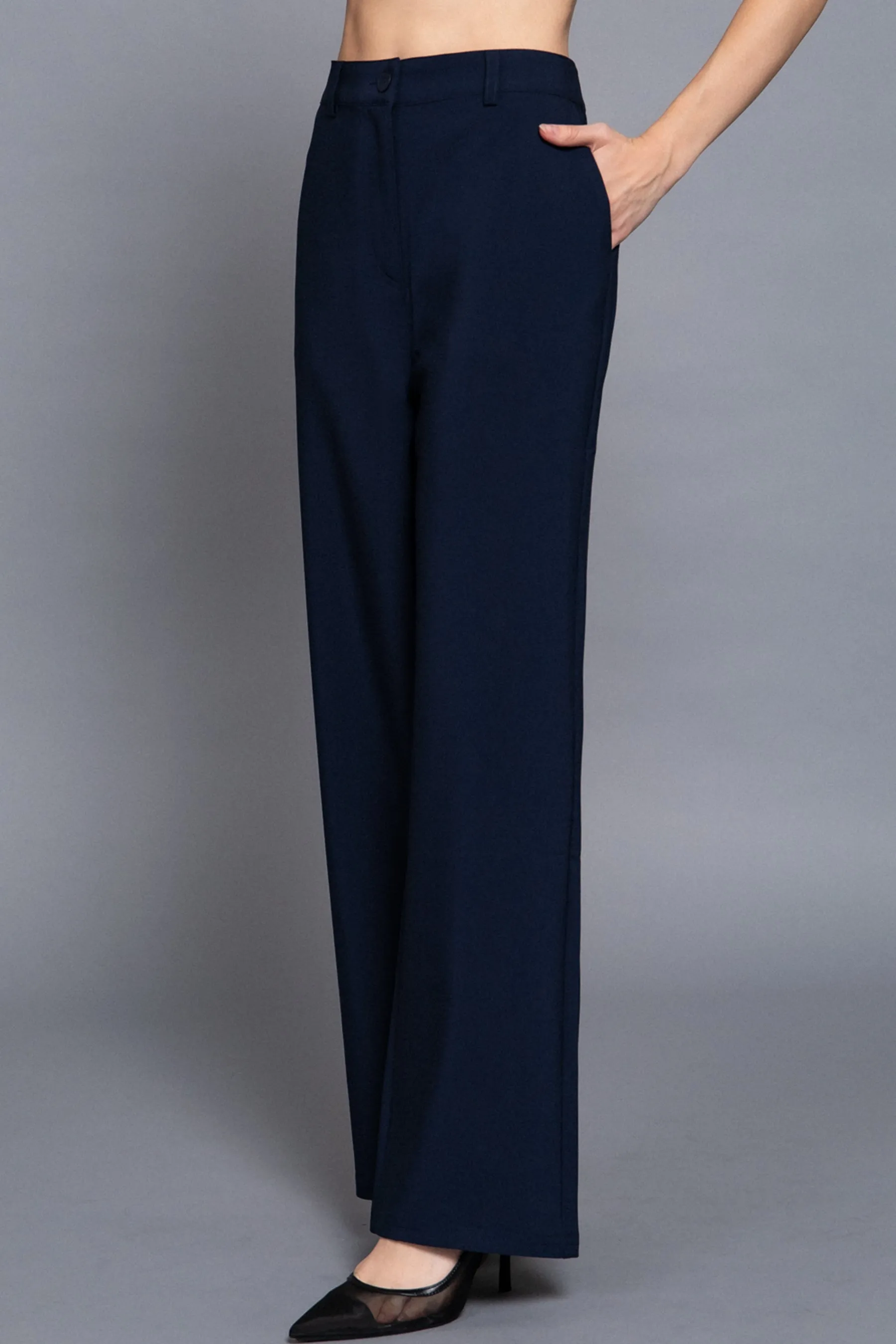 Straight-Leg Woven Pants Back Elastic Detail One Button Closure ZP14216C28 $12Each