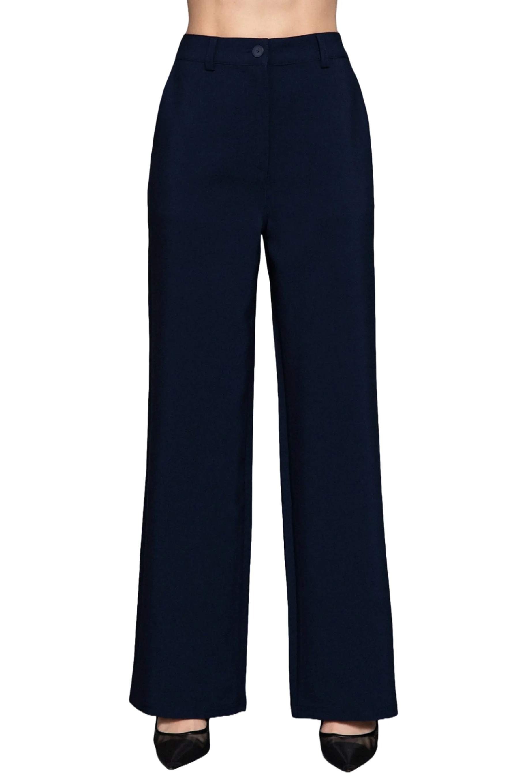 Straight-Leg Woven Pants Back Elastic Detail One Button Closure ZP14216C28 $12Each