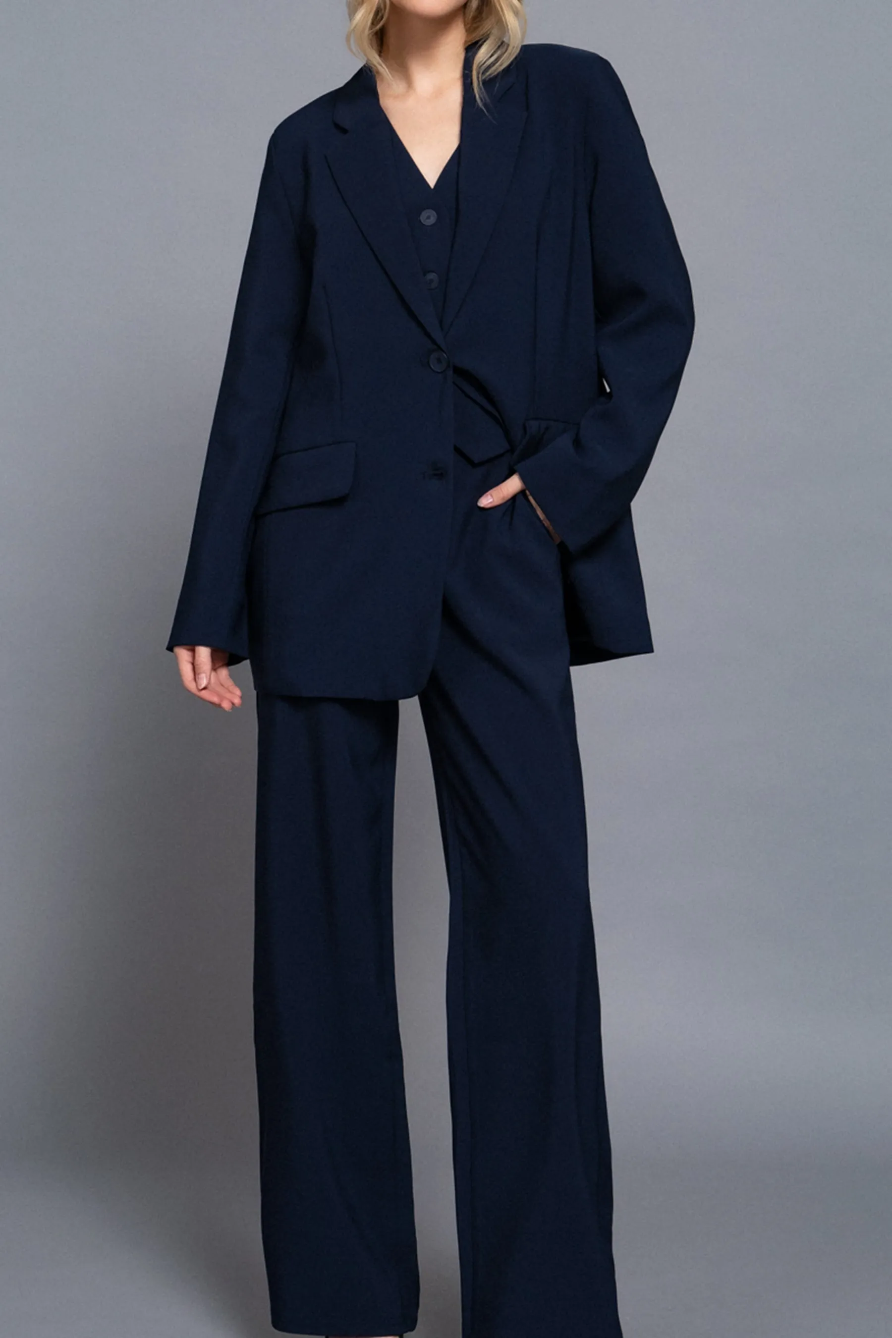 Straight-Leg Woven Pants Back Elastic Detail One Button Closure ZP14216C28 $12Each